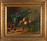 L. Hubert, Stilleven vaas en fruit
