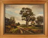Oldenzaal Ton Anconé, Twents landschap met zandpad, Olieverf op linnen