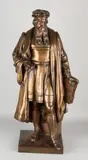 Groot antiek bronzen figuur, Man met biblia