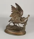 Snip met libelle by Antiek compositie metalen figuur, sold Jan 2020