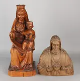 1890 by Twee antieke houtgestoken Heilige figuren, sold Jan 2020