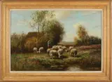 Piet Bouter, Herder bij zijn schapen, Olieverf op linnen