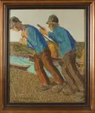 Cornelis van Assendelft, Figuren trekken trekschuit, Pastel op papier