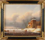 J. Boekhoudt, Hollands wintergezicht, Olieverf op paneel