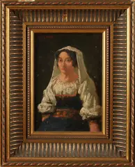 Jacob E. Paans, Dame in klederdracht, Olieverf op paneel