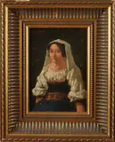 Jacob E. Paans, Dame in klederdracht, Olieverf op paneel