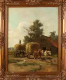 C. Verschuur, Hooi binnen halen, Olieverf op linnen
