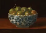 Stilleven met appels en porselein by C. Cornelisz, Olieverf op paneel, sold Oct 2019