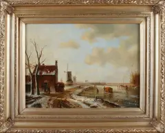 K. Bender, Hollands ijsgezicht, Olieverf op paneel