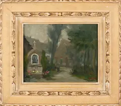 A.. Luycx, Boerderij met Maria prieel, 1922, Olieverf op paneel