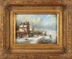 H. Balman, Hollandse ijspret, Olieverf op paneel