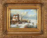 H. Balman, Hollandse ijspret, Olieverf op paneel