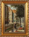 George Jan Dispo, Bloemenmarkt Amsterdam, Olieverf op paneel