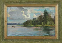 A. Sokolov, Riviergezicht met bootje, 1938, Olieverf op linnen