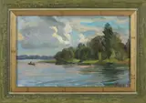 A. Sokolov, Riviergezicht met bootje, 1938, Olieverf op linnen