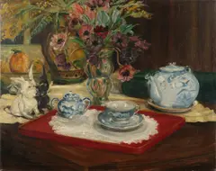 Guy Fremolle, Stilleven met bloemen en porselein, 1933, Olieverf op linnen