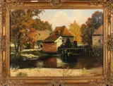 Frans Baayens, Twentse watermolen, Olieverf op linnen