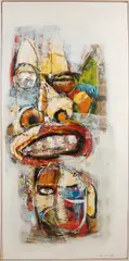 Onduid. gesig., Moderne compositie, Acryl op linnen