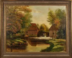 Jaap van Kregten, Watermolen Haaksbergen, Olieverf op linnen