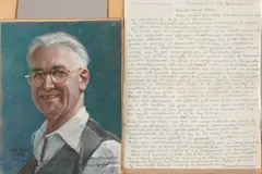 Zelfportret + brief by Arturo Tomagnini, Pastel op papier, sold Oct 2019