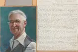 Arturo Tomagnini, Zelfportret + brief, Pastel op papier