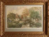 P.M. Hendriks, Landschap Giethoorn, Aquarel op papier