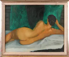 Monogram F.S., Liggend vrouwelijk naakt, 1951, Olieverf op linnen