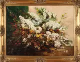 Vaas met bloemen by Onduid. gesig., Olieverf op linnen, sold Oct 2019