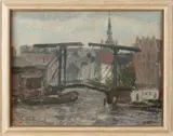 Hendrik Jan Wolter, Ophaalbrug Hollandse haven, Olieverf op paneel