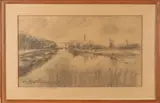 Piet van Wijngaerdt, Hollands riviergezicht Sloterdijk, Pastel op papier