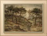 D. Voerman, Bosgezicht met berkenbomen, Olieverf op linnen