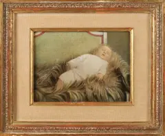 Baby op sofa by Monogram H.B., 1921, Olieverf op linnen, sold Oct 2019