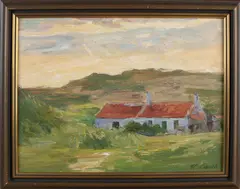 H. Lasch, Huis in de duinen, Olieverf op linnen