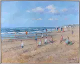 A.F. van Noort, Strandgezicht Zandvoort, Olieverf op linnen