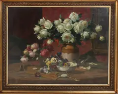 Anton Funke Küpper, Stilleven met rozen, Olieverf op linnen