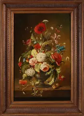 Monogram F.H.J. 79, Vaas met bloemen, Olieverf op linnen