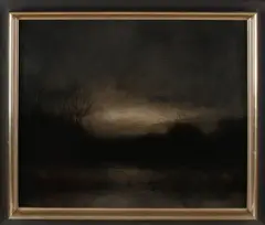 A.H. Koster, Landschap bij nacht, Olieverf op linnen