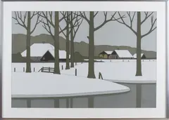 Litho Klaas Bernink, Boerderijen in de sneeuw, Litho Klaas Bernink, 1981