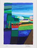 Ton Schulten, Twents coulissen landschap, Lithografie op papier