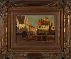 Chris Soer, Stadsgezicht Brugge, Olieverf op paneel