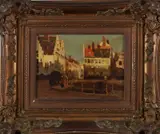 Chris Soer, Stadsgezicht Brugge, Olieverf op paneel