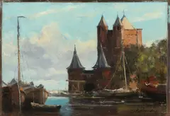 J.C. Roelandse, Haven A'damse poort te Haarlem, Olieverf op linnen