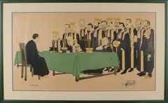 Adrien Barrère, Rechter en advocaten met kookmutsen, Lithografie op papier