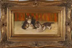 Monogram Z.W., Drie kittens, Olieverf op paneel