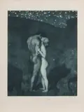 Franz Hanfstaengl, Paar bij sterrennacht, 1910, Gravure op papier