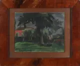 Piet van Wijngaerdt, Landschap boerderij en boom, Gemengde techniek op papier