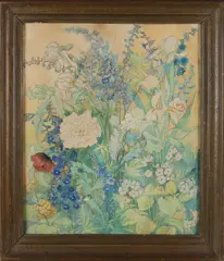 Wilde bloemen by Adriënne Broeckman-Klinkhamer, Gemengde techniek op papier, sold Jun 2019
