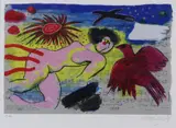 Guillaume Cornelis van Beverloo, Naakte vrouw met duif, 1989, Lithografie op papier