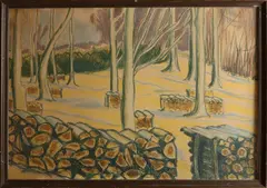 Albert Naur, Bosgezicht, Pastel op papier