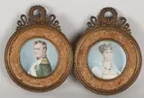 Twee maal Frederik Lund miniaturen, Officier + Vrouw